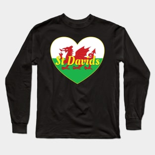 St Davids Wales UK Wales Flag Heart Long Sleeve T-Shirt